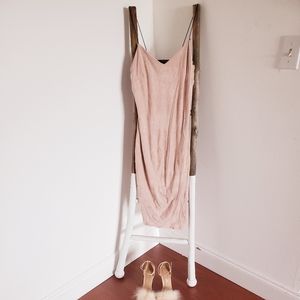 Soft Pink Velvet Mini Dress